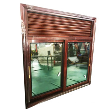 Powder coated aluminium framed wooden grain jalousie window wood louver door